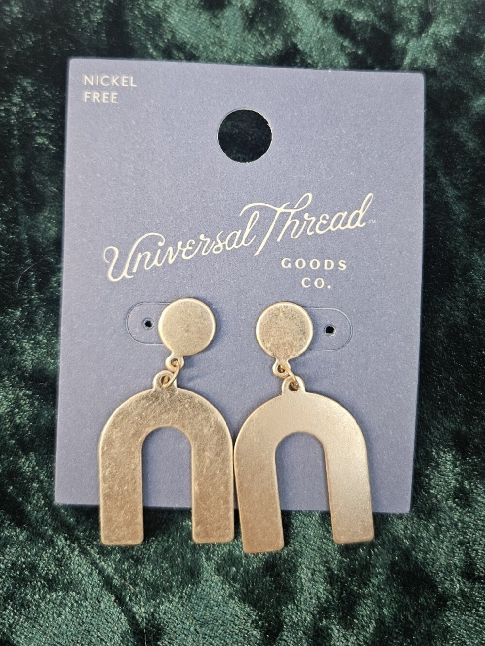 Universal Thread Matte Gold U-Arch Dangle Earrings